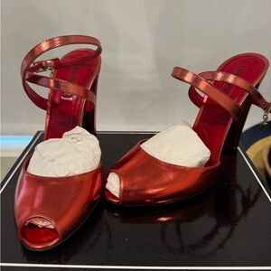 Elegant Red Peep-Toe Heels